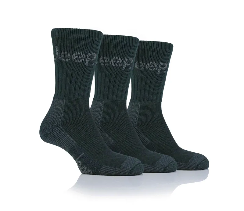 Jeep Heavy Cushioned Cotton Boot Socks Mens in Forest Green